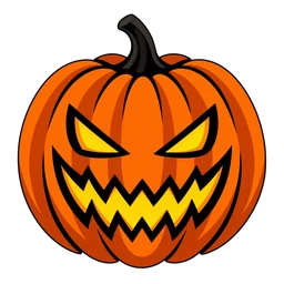 Pumkin's orange jack-o'-lantern